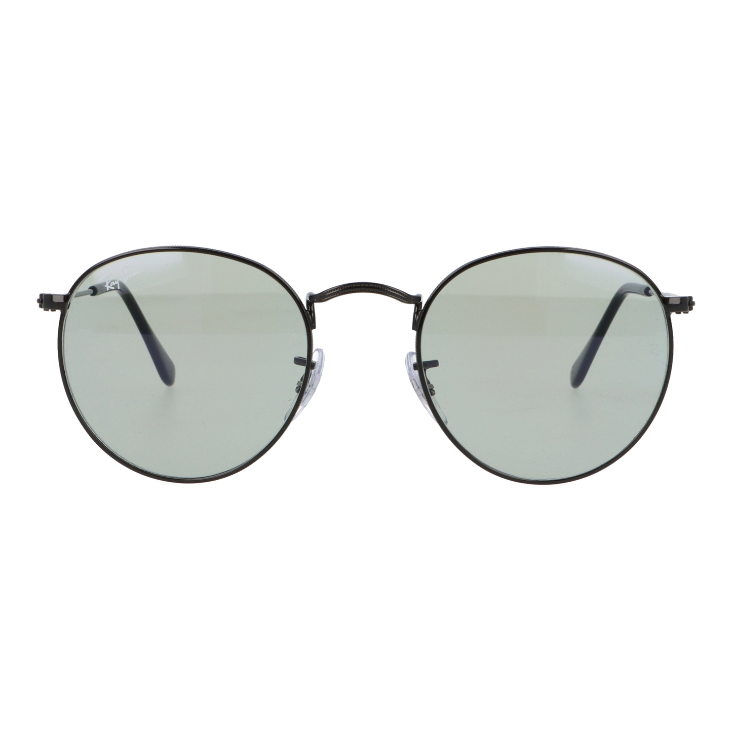 正面から見たアイウェア【Ray-Ban】ROUND METAL RB3447 002/52のカラーフレームカラー:ブラック/レンズカラー:グレーヴィンテージイエロー