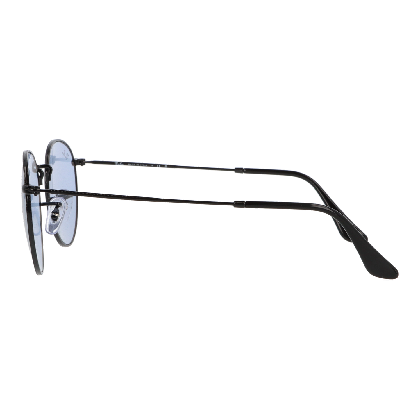 横から見たアイウェア【Ray-Ban】ROUND METAL RB3447 002/64のカラーフレームカラー:ブラック/レンズカラー:ブルーグレー