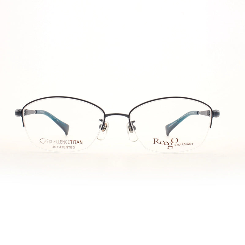 正面から見たアイウェア【軽量】【チタン】【 REEGO】 XW4027 BL 52のカラーブルー