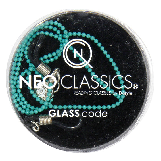 正面から見たアイウェアグラスコード ボールチェーン NCC-42のカラーTURQUOISE