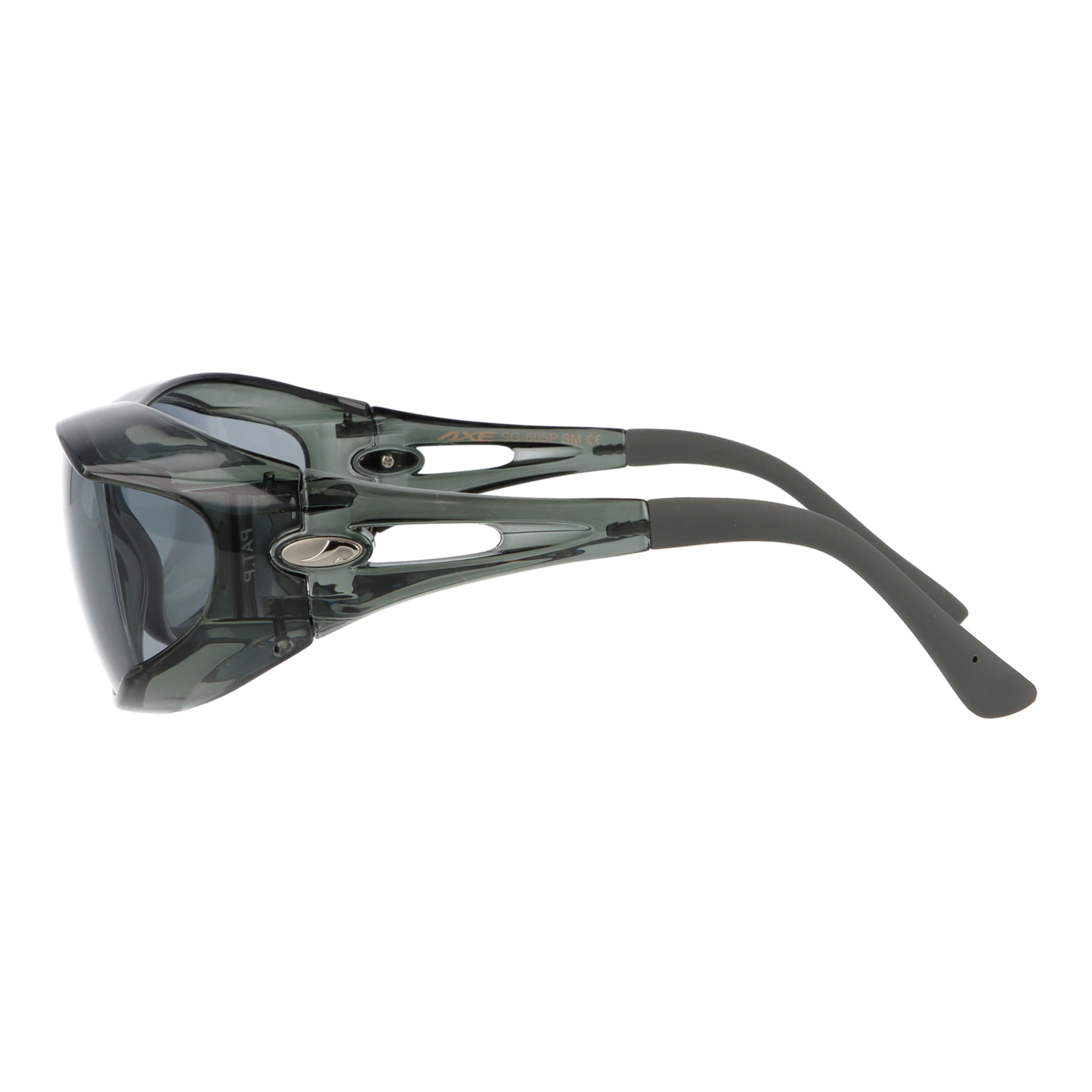 横から見たアイウェア【AXE】【 スポーツサングラス】【オーバーグラス】SG-605Pのカラーグラデーションシルバー