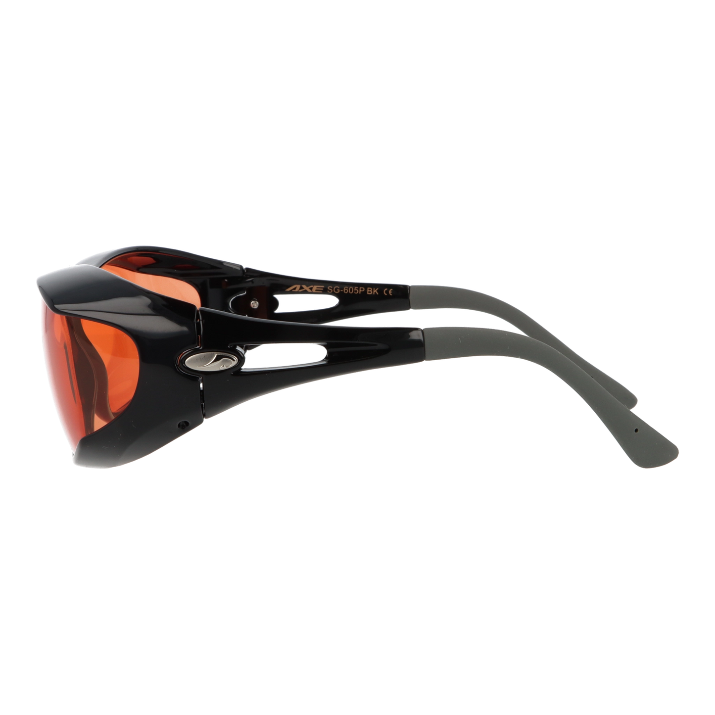 横から見たアイウェア【AXE】【 スポーツサングラス】【オーバーグラス】SG-605Pのカラーオレンジ