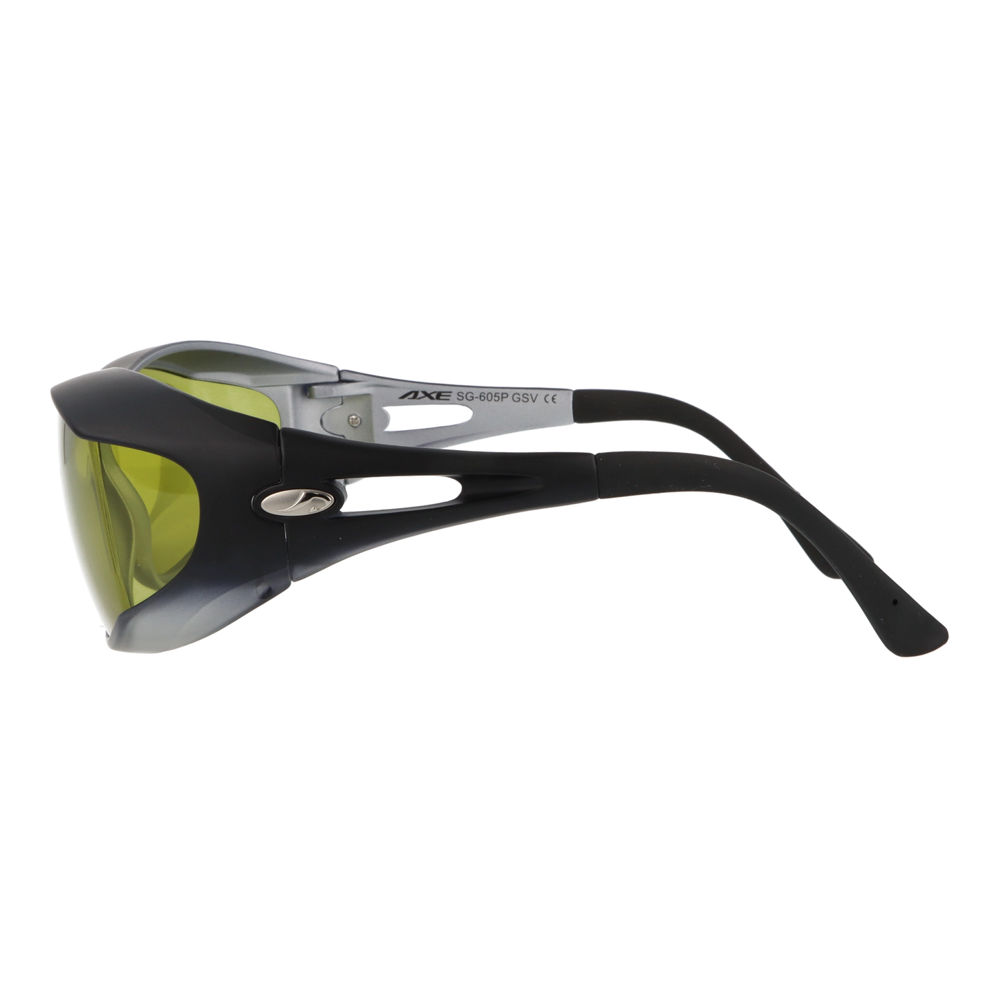 横から見たアイウェア【AXE】【 スポーツサングラス】【オーバーグラス】SG-605Pのカラークリアスモーク