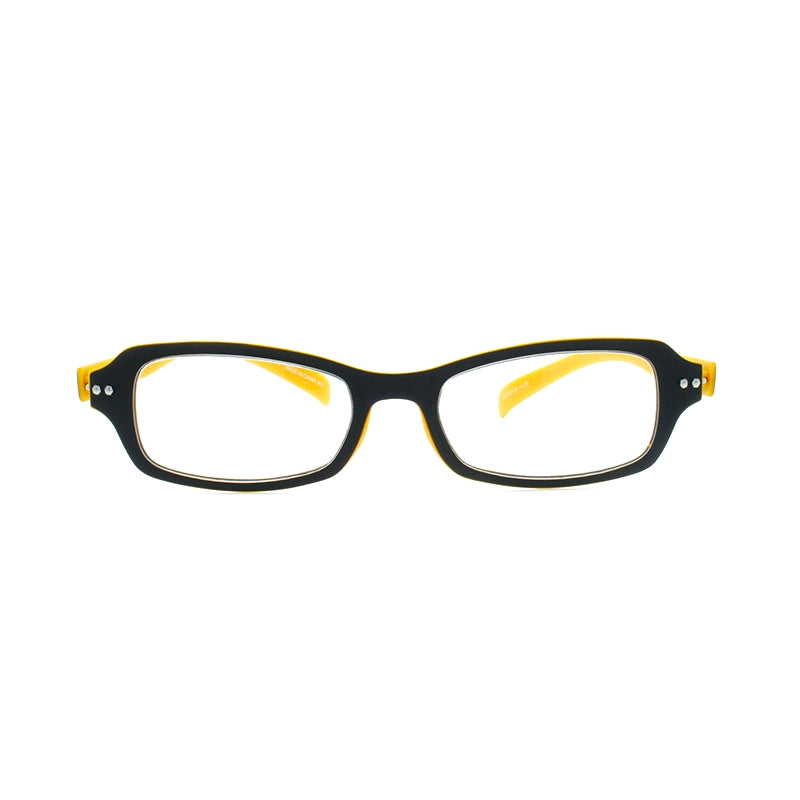 正面から見たアイウェアNEO CLASSICS リーディンググラス GLR-01のカラーMat Black / Mat Yellow