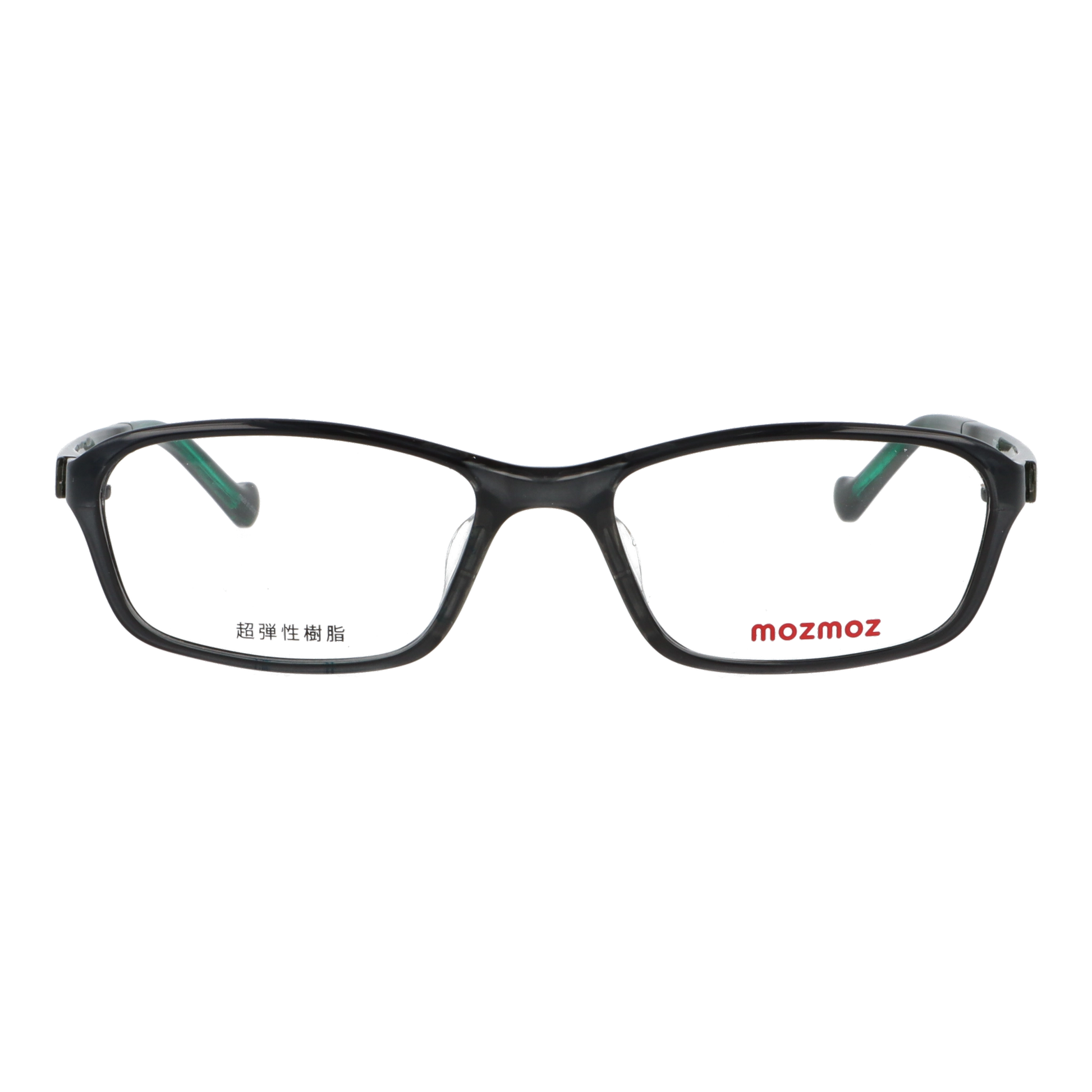 正面から見たアイウェア【軽量】こどもメガネ mo3003のカラーグレー/グリーン