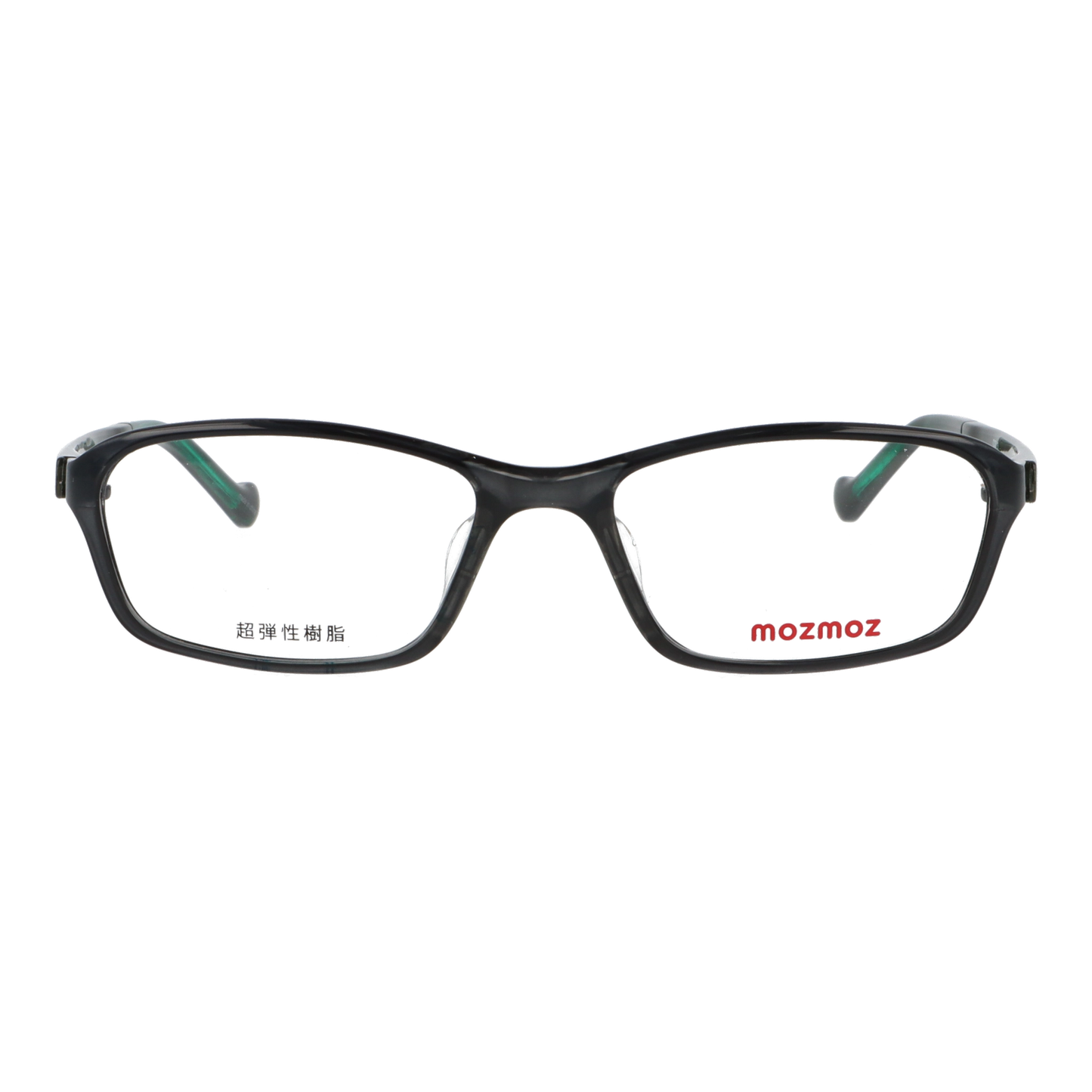 正面から見たアイウェア【軽量】こどもメガネ mo3003のカラーグレー/グリーン