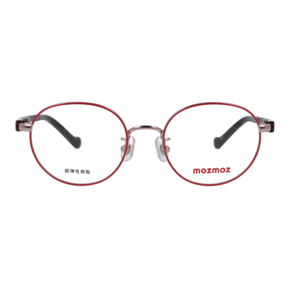 正面から見たアイウェア【軽量】こどもメガネ mo3004のカラーレッド・ピンク/ブラウン