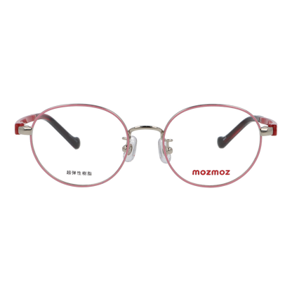 正面から見たアイウェア【軽量】こどもメガネ mo3004のカラーピンク・シルバー/ピンク