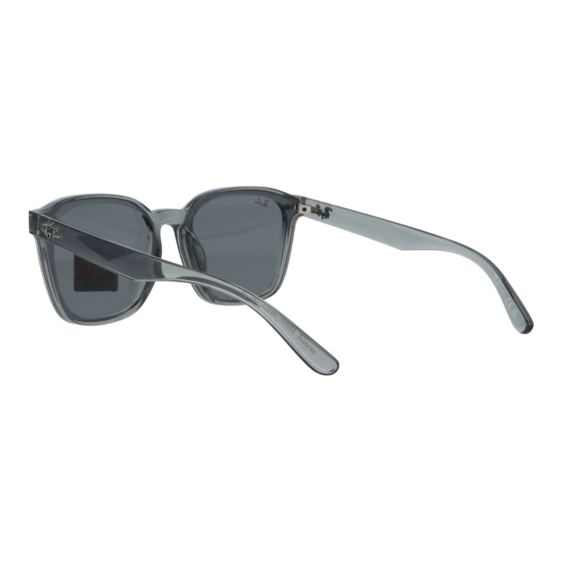 左斜め後ろから見たアイウェア【Ray-Ban】 RB4392Dのカラートランスペアレントグレー/グレー