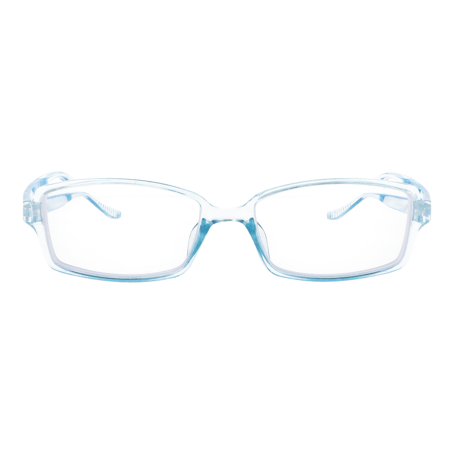 正面から見たアイウェア【お風呂メガネ】近視用のカラーアクアブルー