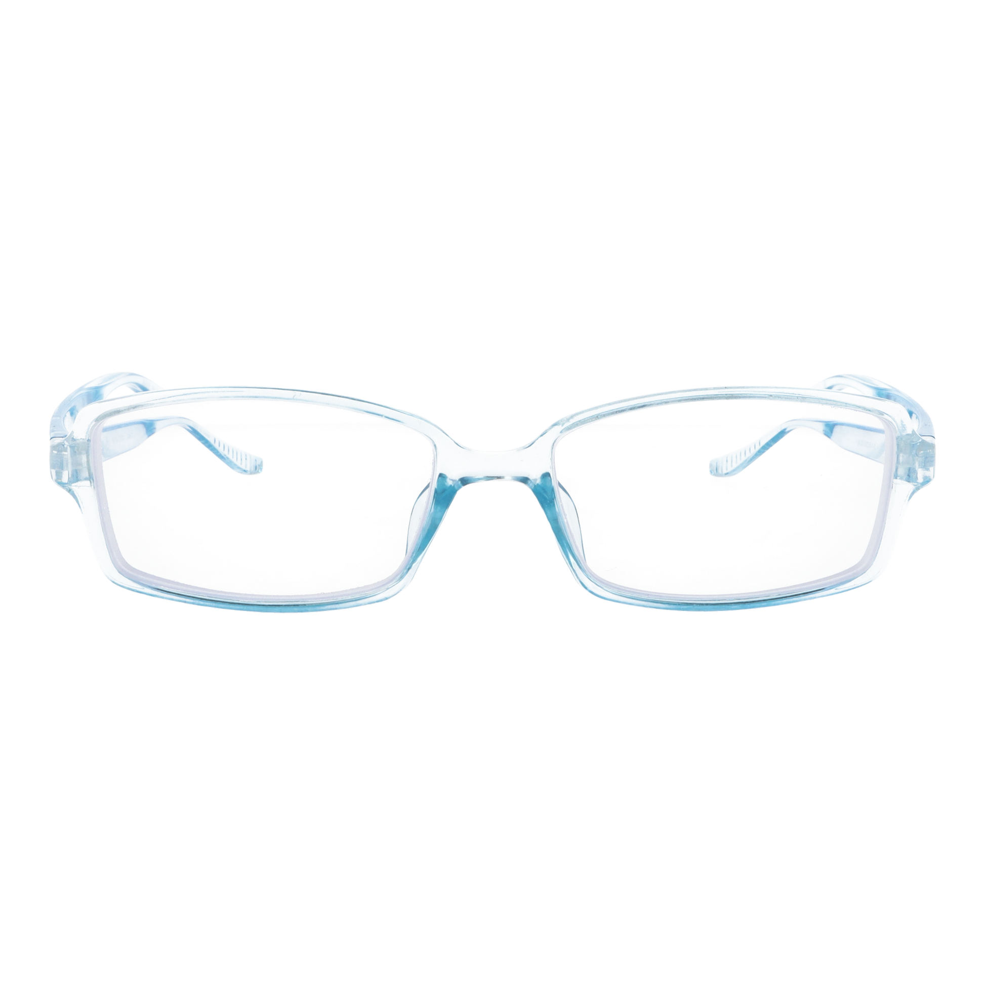 正面から見たアイウェア【お風呂メガネ】近視用のカラーアクアブルー